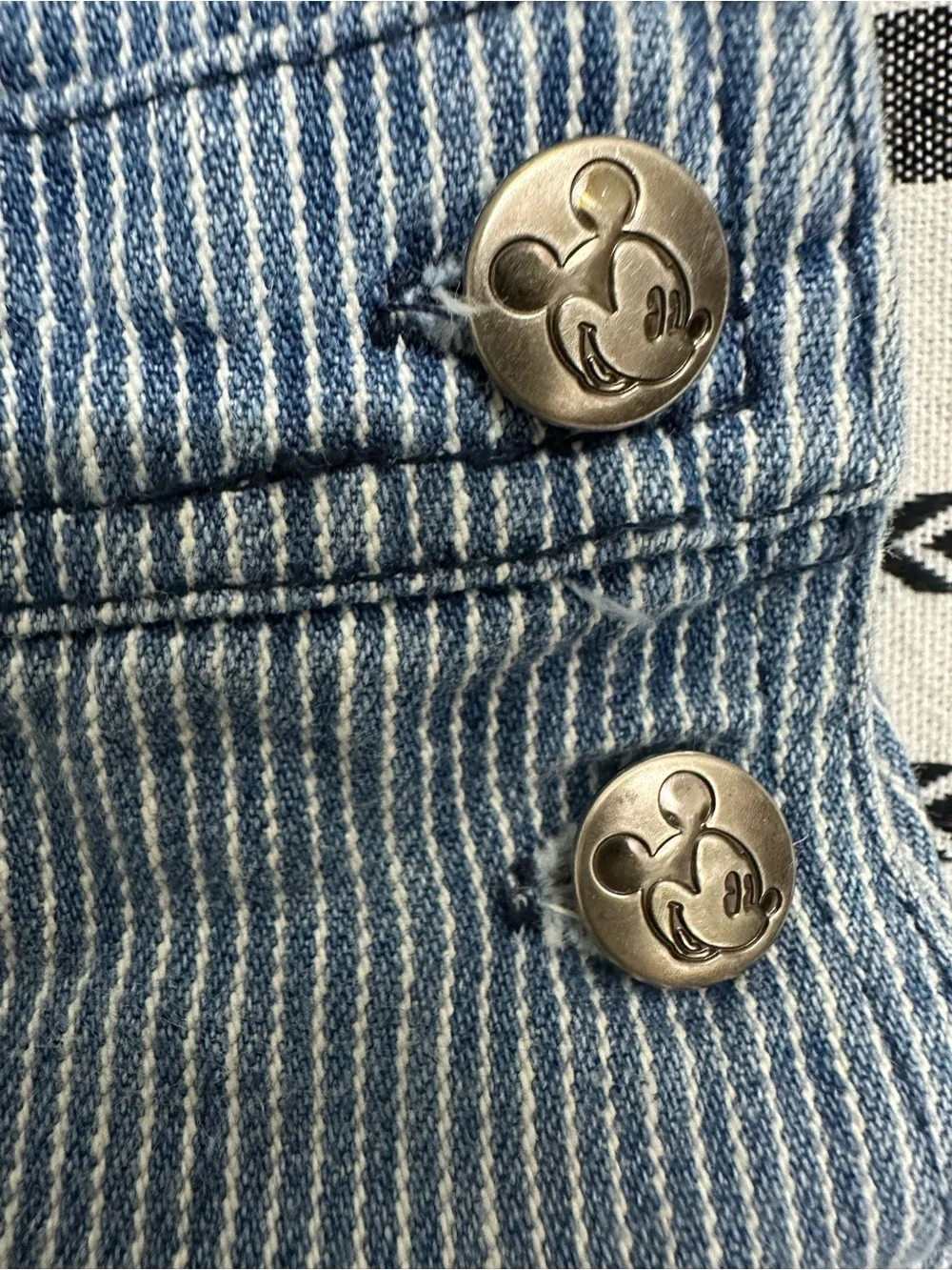 Disney Mickey Mouse Vintage Striped Denim Shortalls for Kids -Size 18M